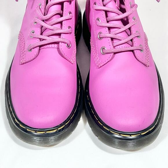 Dr. Martens Zavala Lace Up Combat Pink Leather Boots Women 8 LA004 Used - Picture 5 of 11
